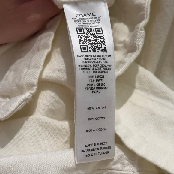 Frame - Gillian Denim Mini Puff Sleeve Shirt Dress Size Small - Picture 8 of 10